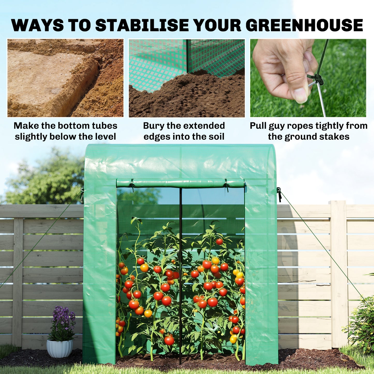 Mini Greenhouse, Portable Garden Green House with Roll-up Door and Mesh Windows, 6' x 2' x 6.6', Green
