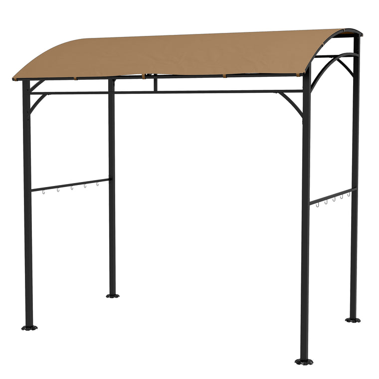 7' x 5' Dark Brown Steel BBQ Grill Gazebo with Hooks