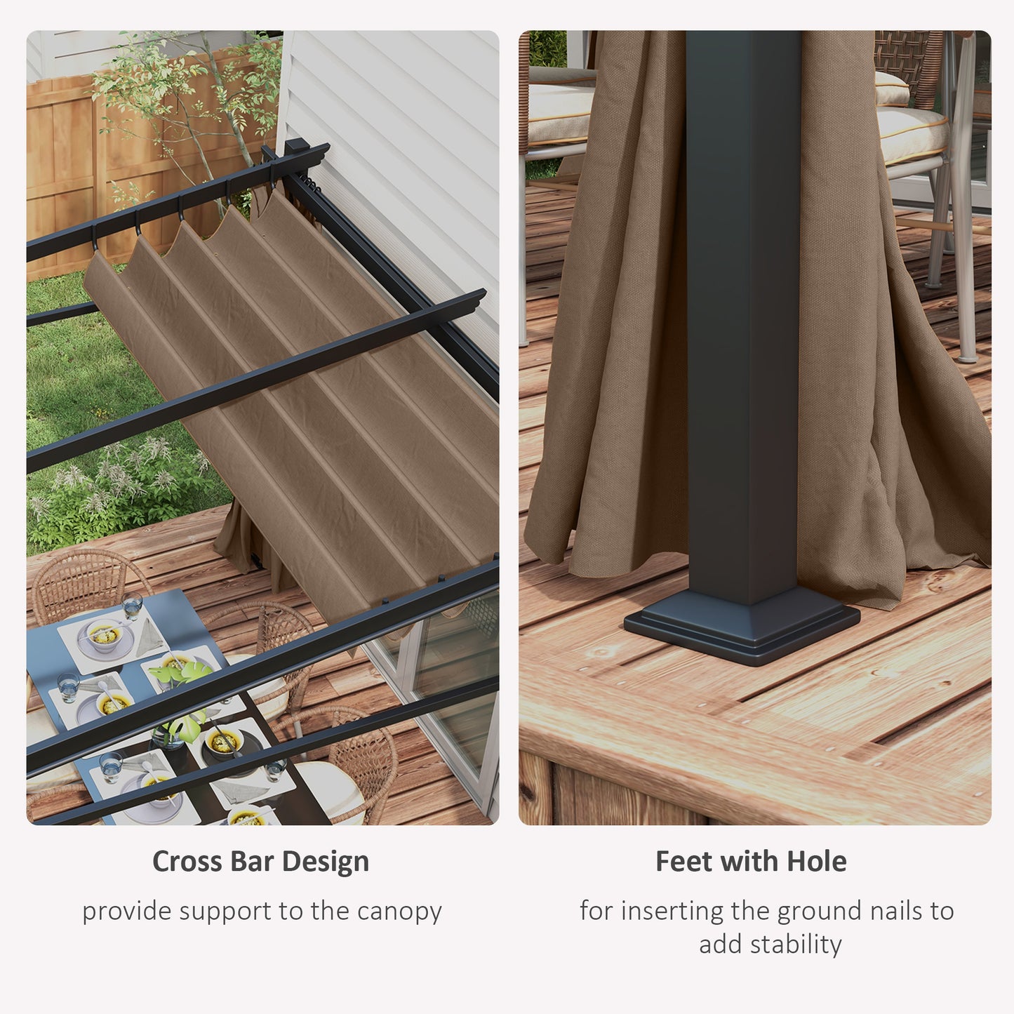 Metal Pergola with Sliding Roof Canopy, Retractable Pergola Canopy