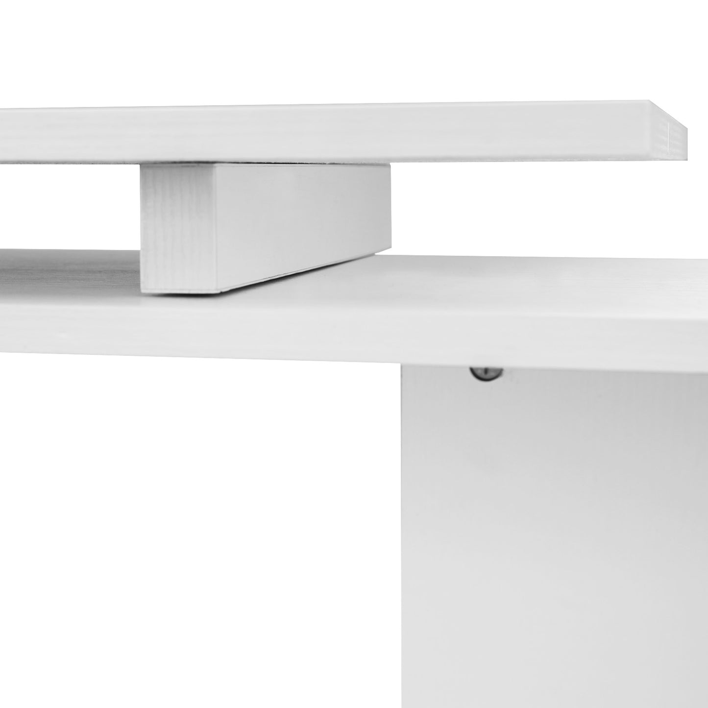 55" Corner Computer Desk, 360° Rotating L-Shaped Desk, Home Office Workstation with 3-Tier Shelves, White