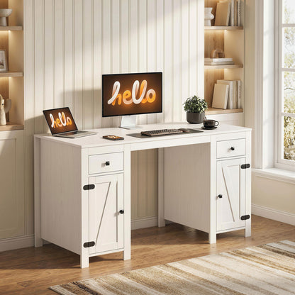 53" Farmhouse Executive Desk with 2 Cabinets