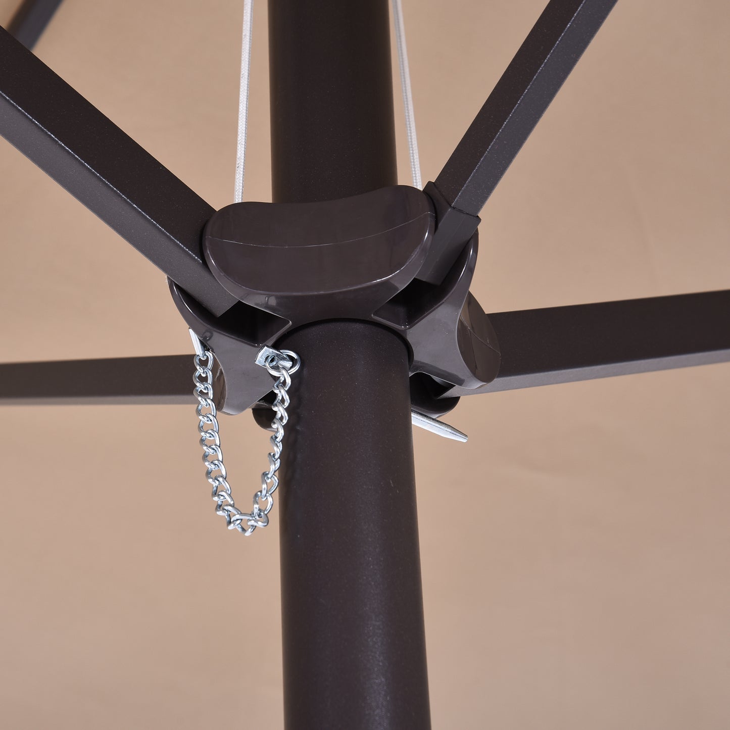 15'x 8.7' Outdoor Patio Umbrella with Twin Canopy Backyard Umbrella with Lift Crank Tan