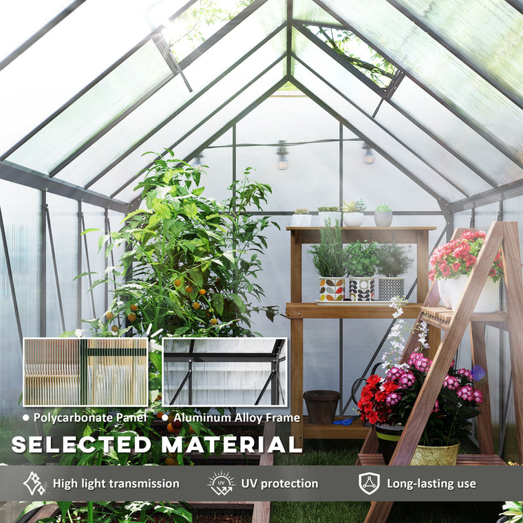 6' x 12' x 6.5' Charcoal Grey Polycarbonate Greenhouse