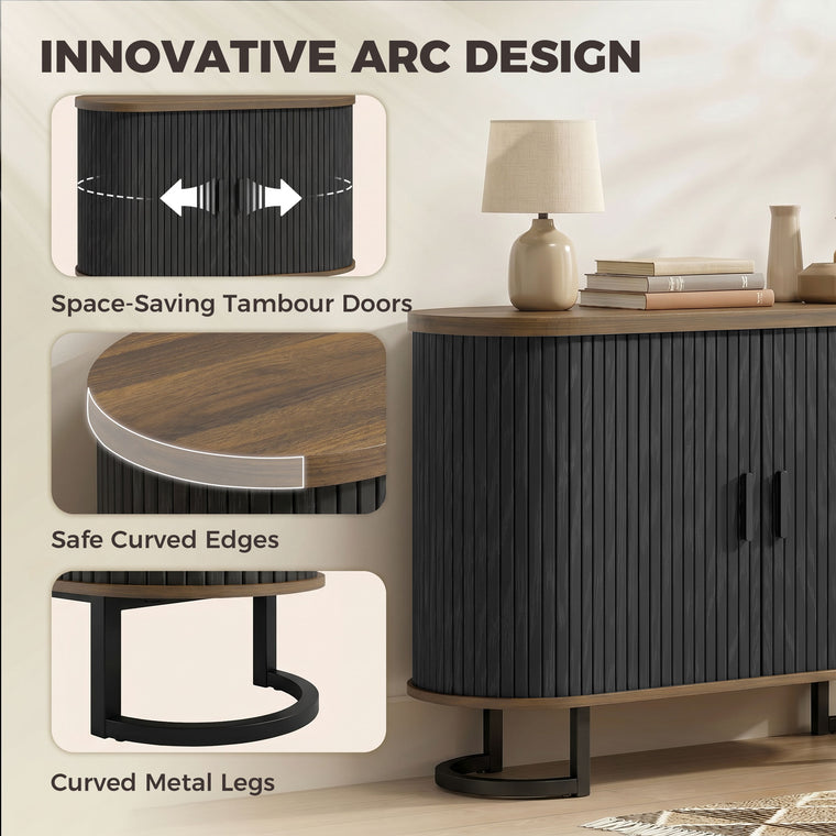 Sideboard Buffet Cabinet with Curved Tambour Doors