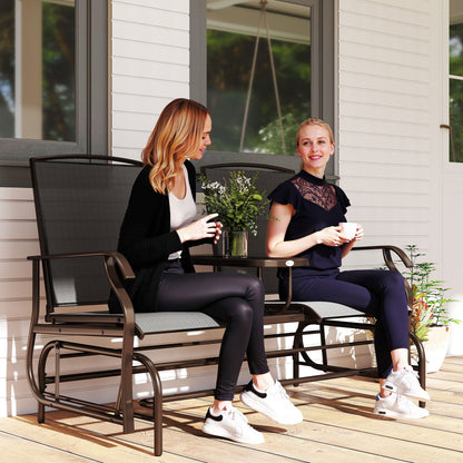 Patio Glider Rocking Chair 2 Person Outdoor Loveseat Rocker Garden Furniture Bench, Black - Black