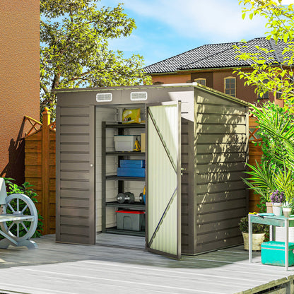 6' x 4' Galvanized Tool Shed with Double Doors and Vents