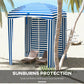 70.1" x 70.1" Blue White Stripe Cabana Umbrella with Walls