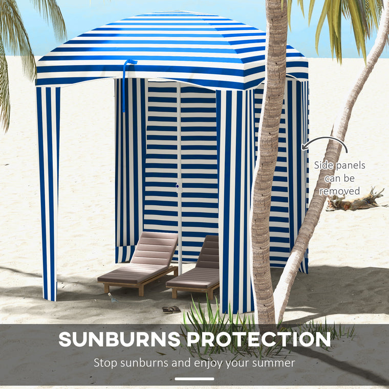 70.1" x 70.1" Blue White Stripe Cabana Umbrella with Walls