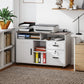 Mobile Printer Stand with Charging Station and USB Ports, Locking Filing Cabinet for A4 and Letter Size, White