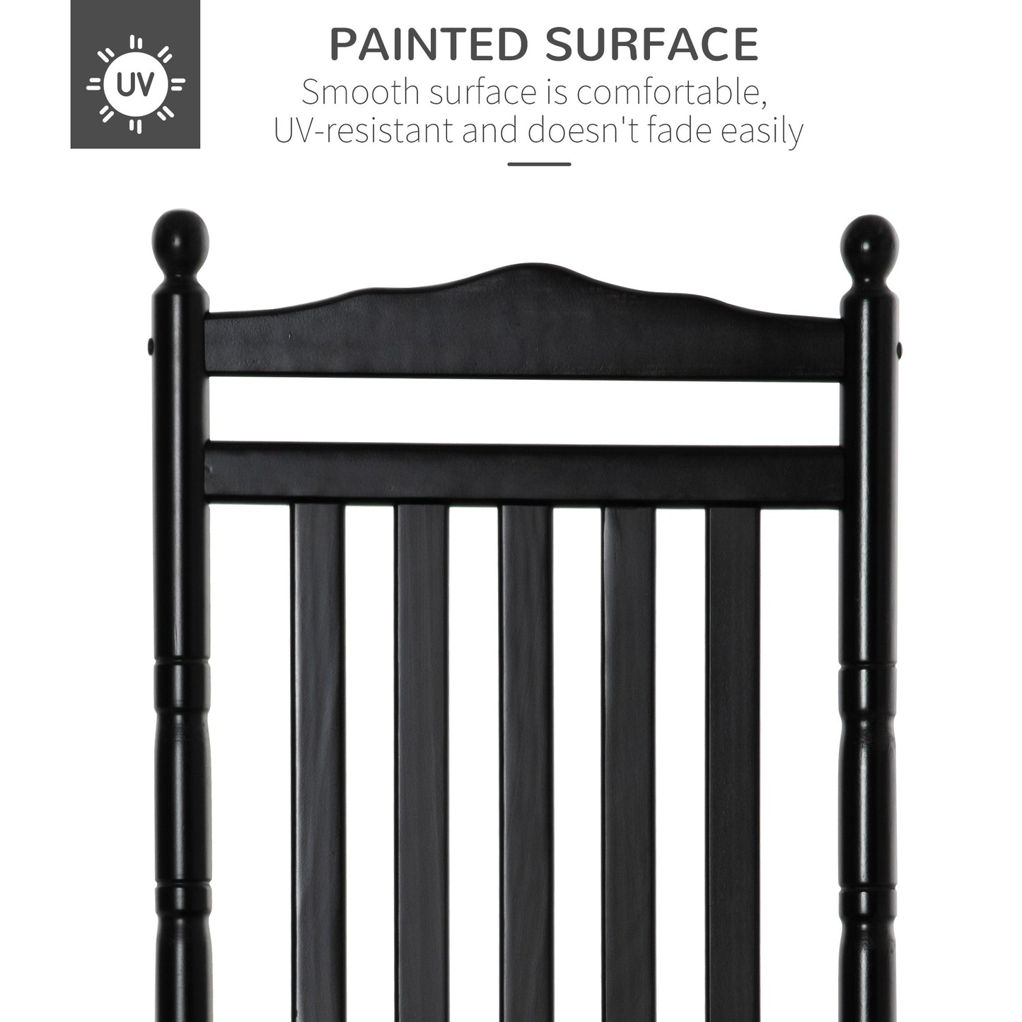 Wooden Outdoor Rocking Chair, Patio Rocking Chair with Slatted High Back and Armrests for Porch, Garden, Lawn, White
