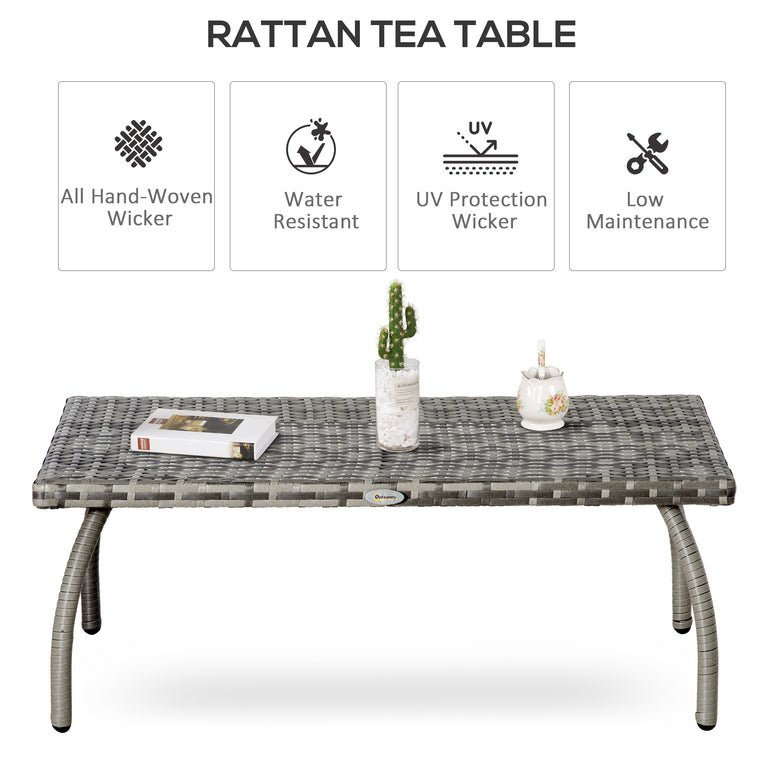 35.4" Rattan Coffee Table with All-Weather PE Wicker