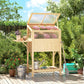 Raised Garden Bed Planter with Cold Frame, Wooden Elevated Planter Box with Folding Side Table and Shelf, Natural Wood