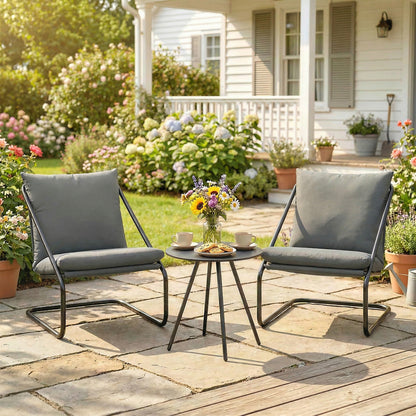 3-Piece Bistro Set with C-Spring Chairs and Round Table
