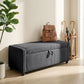 Storage Ottoman, Upholstered Corduroy End of Bed Bench with Thick Padding, Storage Bench for Bedroom, Dark Grey