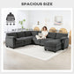 Oversized U-Shape Modular Corduroy Sectional - Charcoal Grey