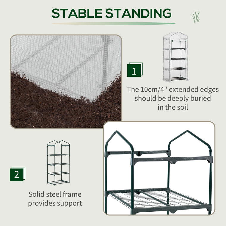 28" x 20" x 63" White Portable Greenhouse with 4 Shelves