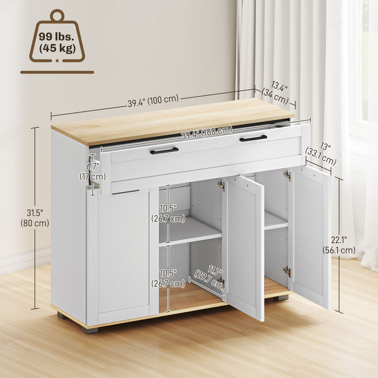 40" Sideboard Buffet Cabinet with 3 Doors