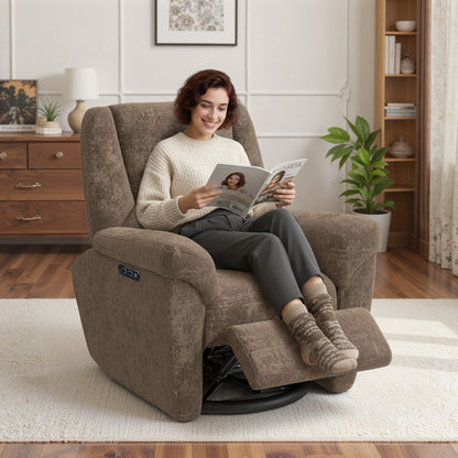 Swivel Power Recliner Chair with USB and Rocking
