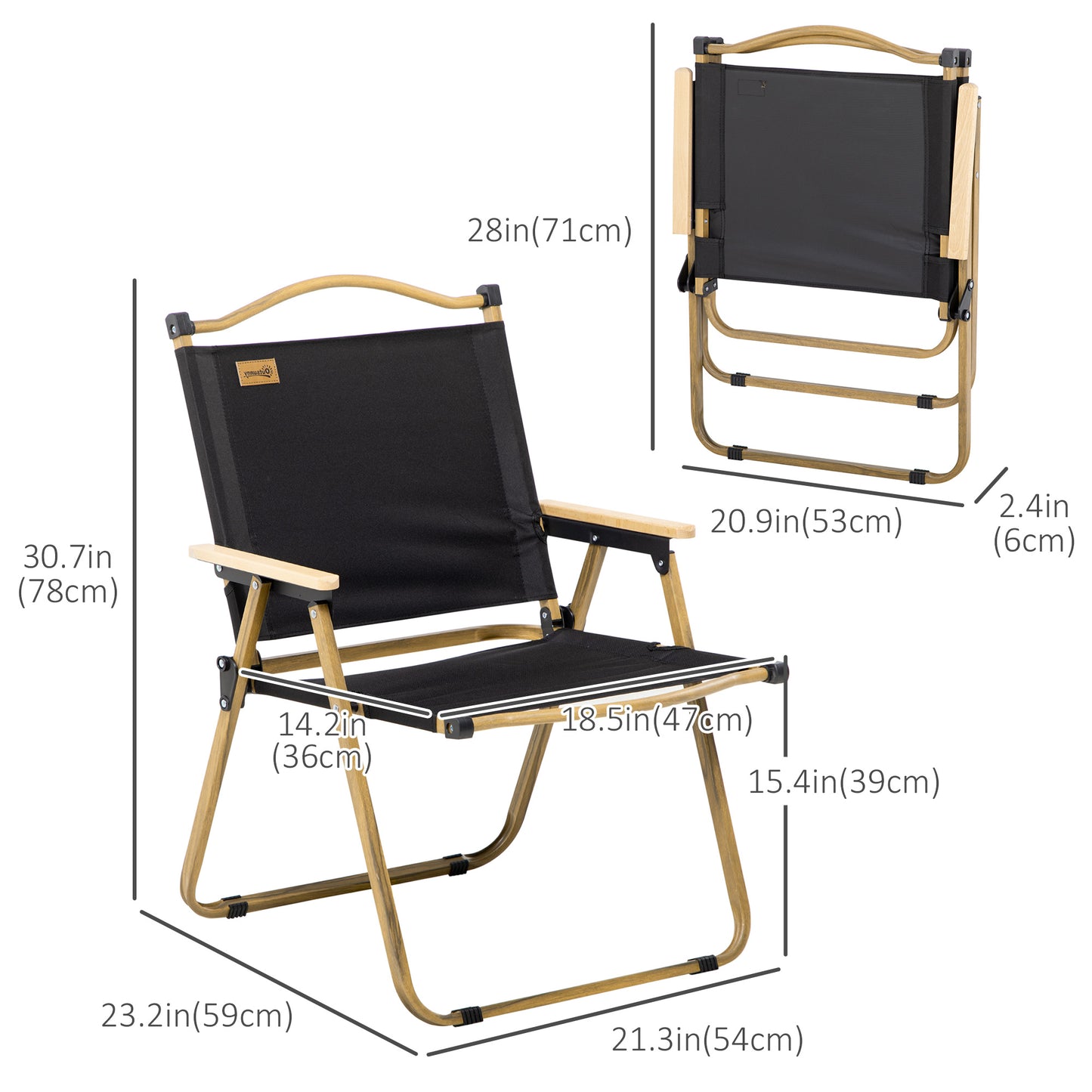 Set of 2 Camping Chair, Lightweight Folding Chair, Portable Armchairs, Excellent for Festivals, Fishing, Beach and Hiking, Beige