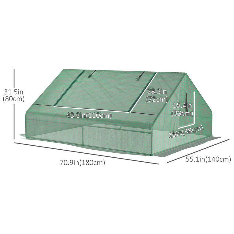 71" x 55" x 32" Green Mini Greenhouse with 2 Large Windows