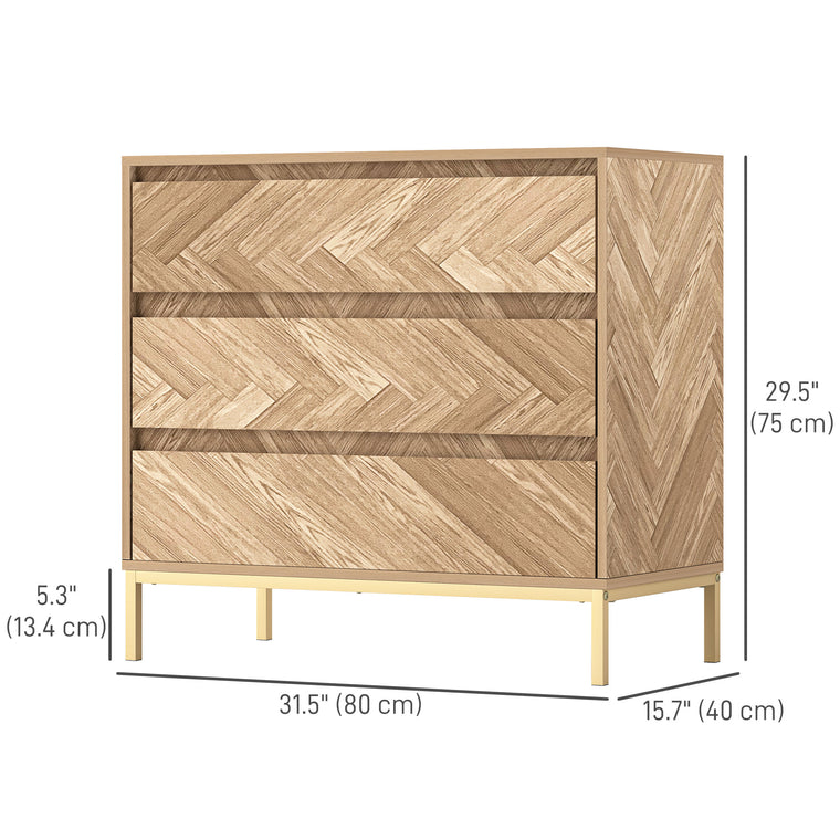 3-Drawer Chest of Drawers with Anti-Tip Design - Natural Wood