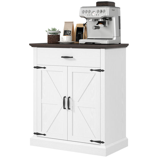 30" Farmhouse Buffet Cabinet with Barn Doors - White