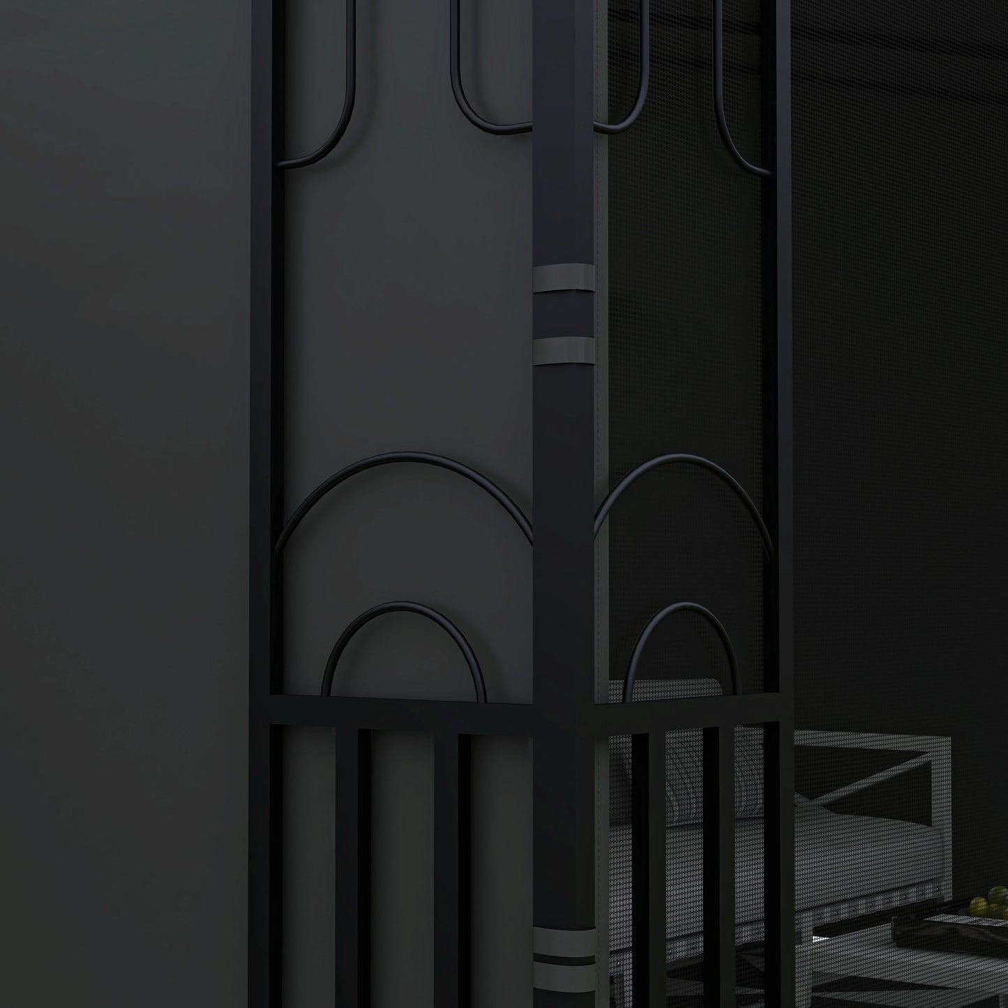 10' x 13' Outdoor Pergola, Wall Mounted Hardtop Lean-to Gazebo with 2 Curtains and 2 Nettings, UV Resistant, for Patio, Deck, Dark Grey