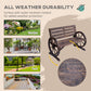 42" Wood Wagon Wheel Bench Garden Loveseat Rustic Seat Relaxing Lounge Chair Outdoor Decorative Seat Park Decor, Brown