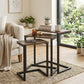 Nesting Coffee Table Set of 3, Stackable Rectangular End Tables with Wood-Effect Top, Metal Frame, Industrial & Rustic C-Shaped for Small Space, Living Room, Rustic Brown