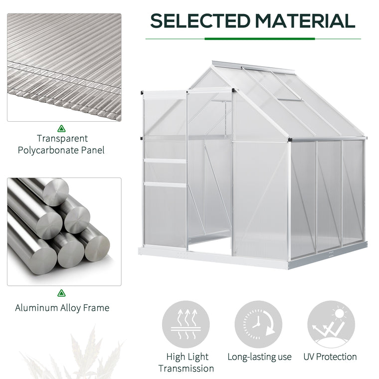 6' x 6' x 6.5' Clear Polycarbonate Greenhouse with Roof Vent