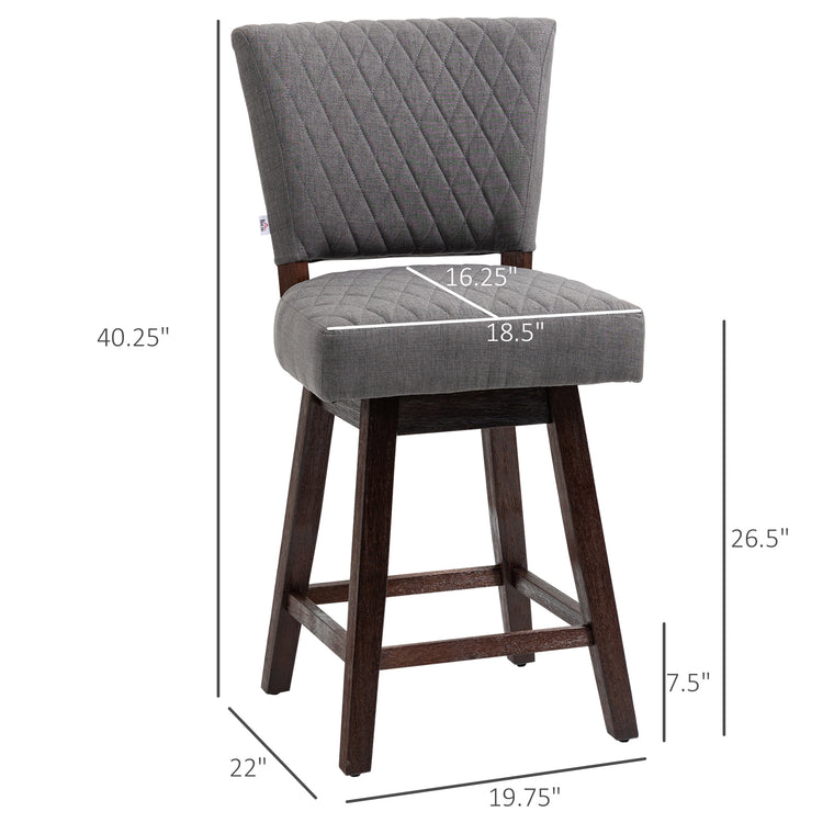 Swivel Counter Height Bar Stools Set of 2 - Dark Grey