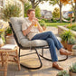 Outdoor Rocking Chair, Oversized Rocking Patio Chair with 25" Extra Wide Mesh Seat and Cushion, Khaki