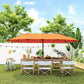 15' Orange Twin Canopy Steel Table Umbrella