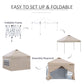 10' x 10' Pop Up Canopy Tent, Instant Sun Shelter, Tents for Parties, with Wheeled Carry Bag, for Outdoor, Garden, Patio, Beige