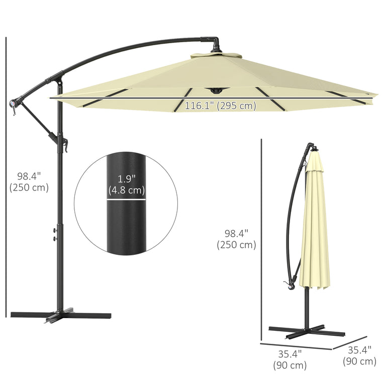 10' Beige Deluxe Banana Offset Umbrella with Crank