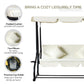 3 Seater Patio Swing Chair Convertible Cushioned Bed Outdoor Porch with Canopy and Pillow
