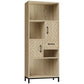 59" Bookcase, Storage Bookshelf with Cabinets, Drawer and Open Compartments, Freestanding Display Shelves for Home Office, Living Room, Study, Nature Wood