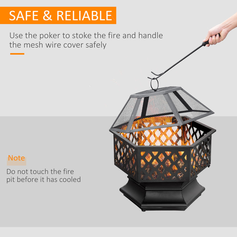 Bronze 24.5" Wood-Burning Fire Pit with Mesh Lid