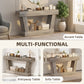 63 Inch Vintage Console Table, Narrow Entryway Table with Open Shelf for Living Room, Light Brown