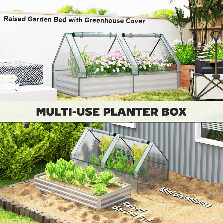 6' x 3' Metal Raised Garden Bed with Greenhouse Cover