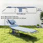 Folding Outdoor Lounge Chair, 5-Level Tanning Chair with Face Hole, Side Pocket, Carry Strap for Beach Pool, Grey