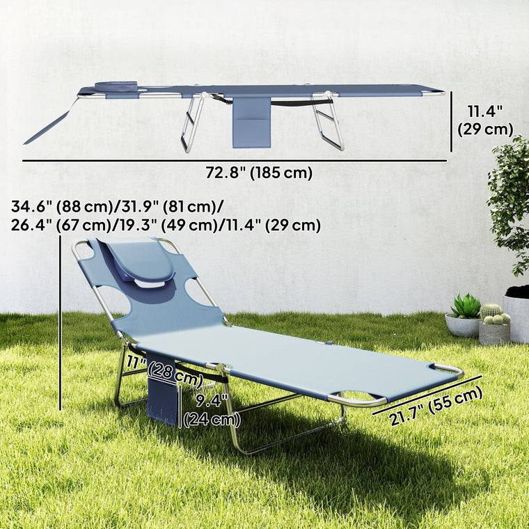 5-Level Folding Tanning Chair with Face Hole - Grey