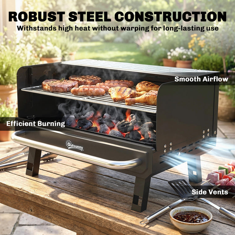 Portable Charcoal BBQ Grill with Foldable Legs