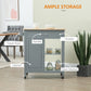 Rolling Kitchen Cart with Wood Top and Drawer, Kitchen Island on Wheels for Dining Room, Grey