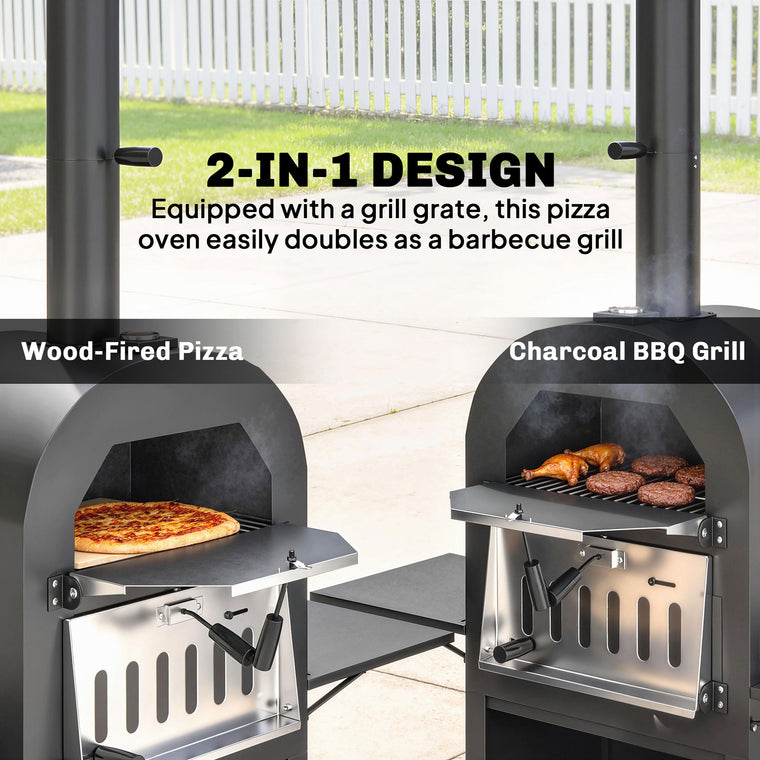 Wood-Fired Pizza Oven with Shelves and Cabinet