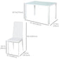 5-Piece Rectangular Glass Kitchen Table and Chairs with Metal Frame and Faux Leather Upholstery for Dining Room, White