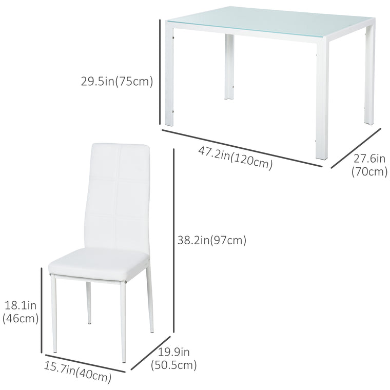 5-Piece Glass Dining Table and Chairs Set