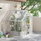 Walk-In Greenhouse, Polycarbonate Greenhouse with Sliding Door, Window, Aluminium Frame, Foundation, Silver