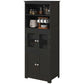 63" Small Buffet with Hutch, 4-Door Kitchen Pantry Storage Cabinet with Adjustable Shelf for Dining Room, Black