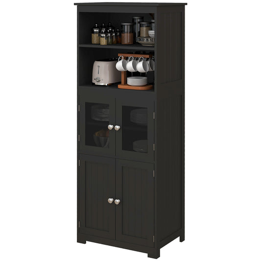 63" Buffet with Hutch and 4 Doors - Black